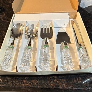 Shannon of Ireland Crystal and Silver Plate Utensil Serving Set